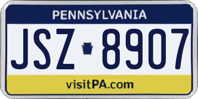 PA license plate JSZ8907
