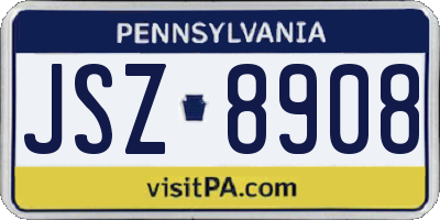 PA license plate JSZ8908