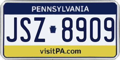 PA license plate JSZ8909