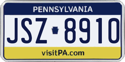 PA license plate JSZ8910