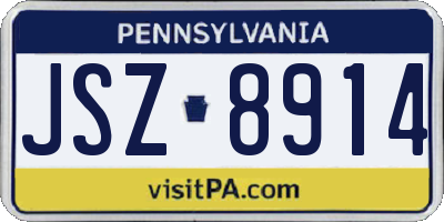 PA license plate JSZ8914