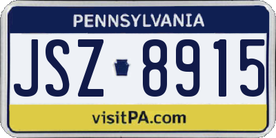 PA license plate JSZ8915