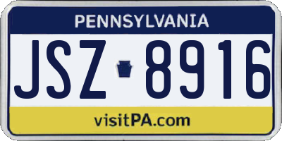 PA license plate JSZ8916