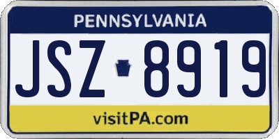 PA license plate JSZ8919