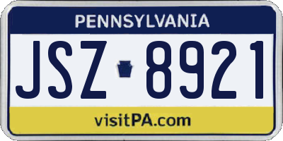 PA license plate JSZ8921