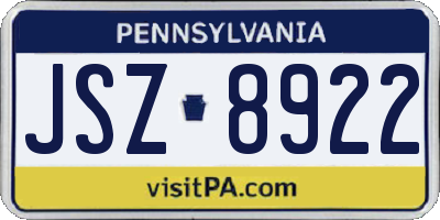 PA license plate JSZ8922
