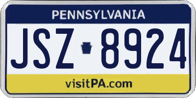 PA license plate JSZ8924