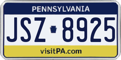 PA license plate JSZ8925