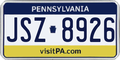PA license plate JSZ8926
