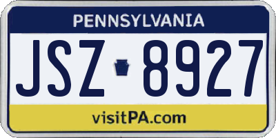 PA license plate JSZ8927