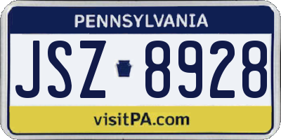 PA license plate JSZ8928