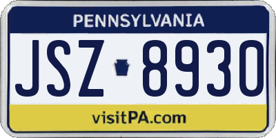 PA license plate JSZ8930