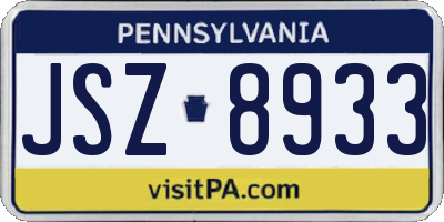 PA license plate JSZ8933