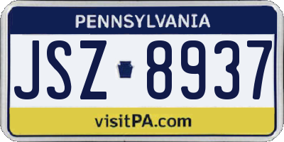 PA license plate JSZ8937