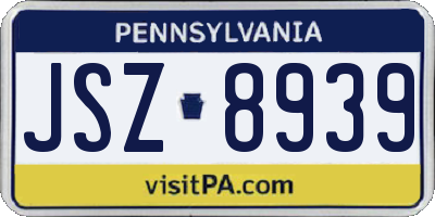 PA license plate JSZ8939