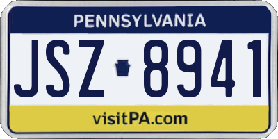 PA license plate JSZ8941