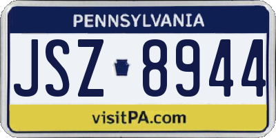 PA license plate JSZ8944