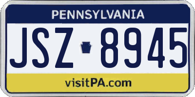 PA license plate JSZ8945