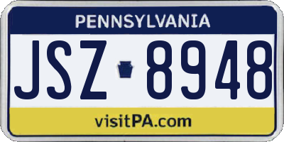 PA license plate JSZ8948