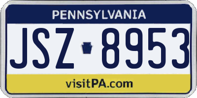 PA license plate JSZ8953