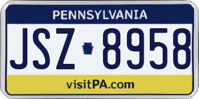 PA license plate JSZ8958