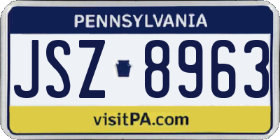 PA license plate JSZ8963