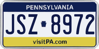PA license plate JSZ8972