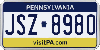 PA license plate JSZ8980
