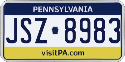 PA license plate JSZ8983