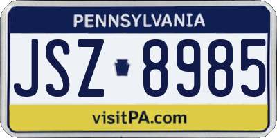 PA license plate JSZ8985