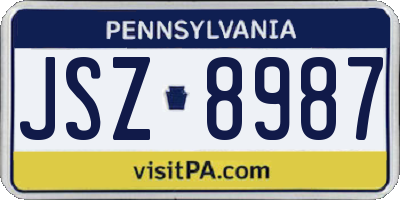 PA license plate JSZ8987