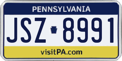 PA license plate JSZ8991
