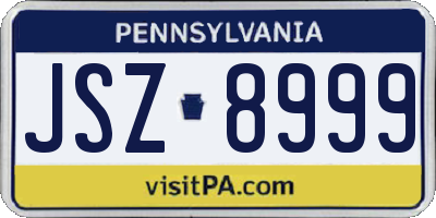 PA license plate JSZ8999