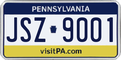 PA license plate JSZ9001
