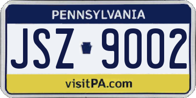 PA license plate JSZ9002