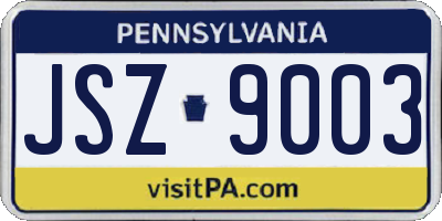PA license plate JSZ9003