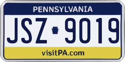 PA license plate JSZ9019
