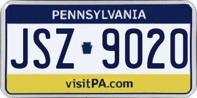 PA license plate JSZ9020