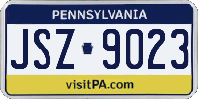 PA license plate JSZ9023