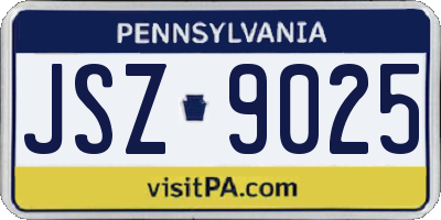 PA license plate JSZ9025