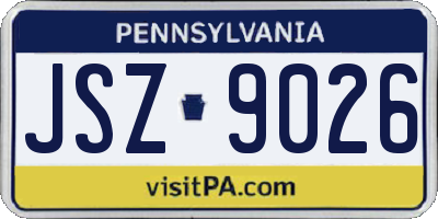 PA license plate JSZ9026