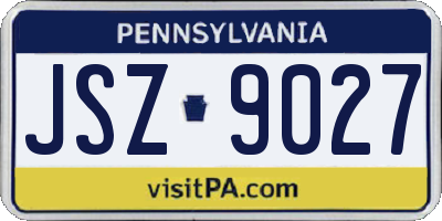 PA license plate JSZ9027