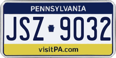 PA license plate JSZ9032