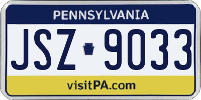 PA license plate JSZ9033