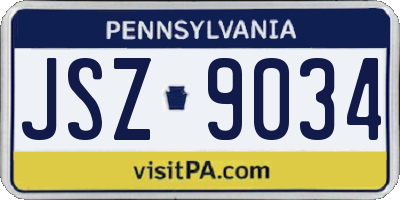 PA license plate JSZ9034