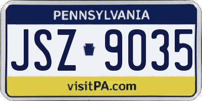 PA license plate JSZ9035