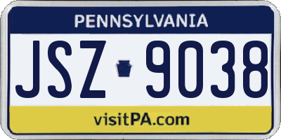 PA license plate JSZ9038