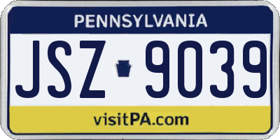 PA license plate JSZ9039