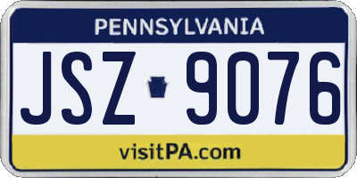PA license plate JSZ9076