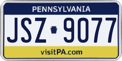 PA license plate JSZ9077